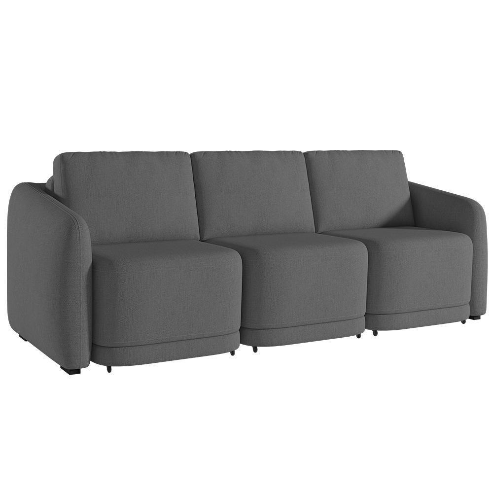 Sofá Cama Casal Para Sala 306cm Polska K04 Linho Cinza Escuro - Mpozenato - 1