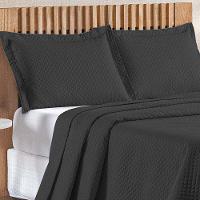 Kit Cobre Leito Colcha Ideale Queen 3 Peças Matelado Geométrico - Preto - 100% Poliéster - 3
