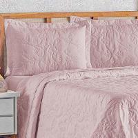 Kit Cobre Leito Colcha Celeste Queen 3 Peças Matelado Floral 180 Fios - Rose - 2