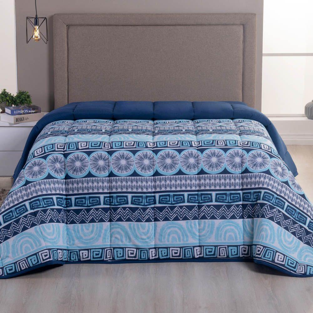 Edredom Queen Luar Super Macio Malha 100% Algodão Dupla Face 01 Peça - Azul Marinho - 1