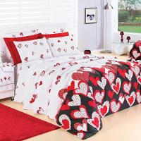 Kit Edredom Encatare Queen 5 Peças Percal 200 Fios 100% Algodão - Love - 1