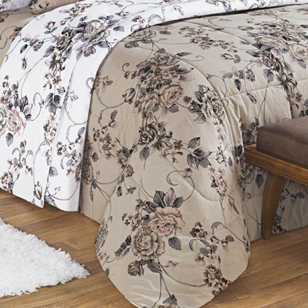 Kit Edredom Encatare King 5 Peças Percal 200 Fios 100% Algodão - Floral Samara - 2