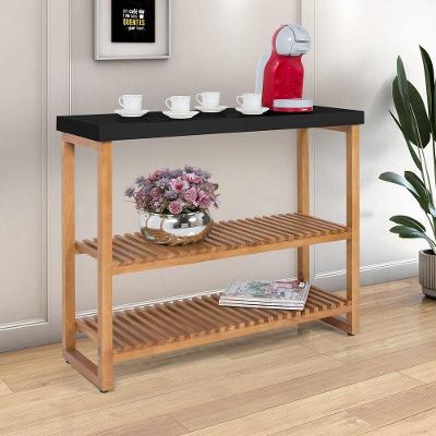 Estante Aparador Buffet Gold Com 2 Prateleiras Luxo Preto