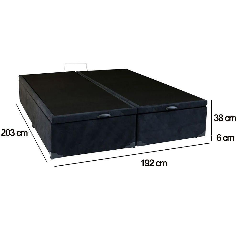 Cama Box Baú King Bipartido Suede Sereneprime Preto 192x203x44 - 3