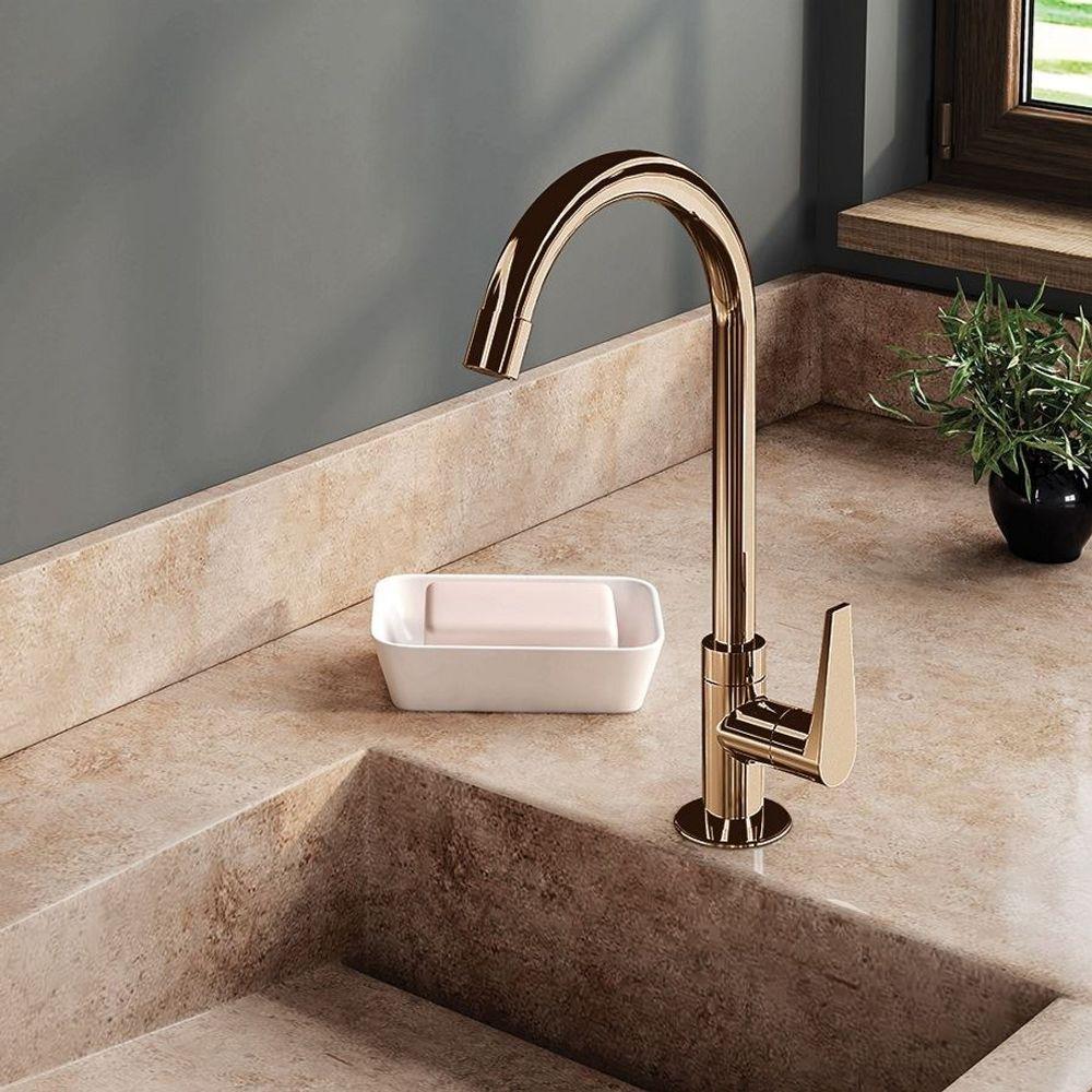 Torneira Lavatório De Mesa Bica Alta Lorenjoy Lorenzetti - 1195 R32 - Rose Gold - 2