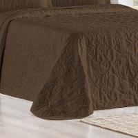 Kit Cobre Leito Colcha Celeste Queen 3 Peças Matelado Floral 180 Fios - Marrom - 3