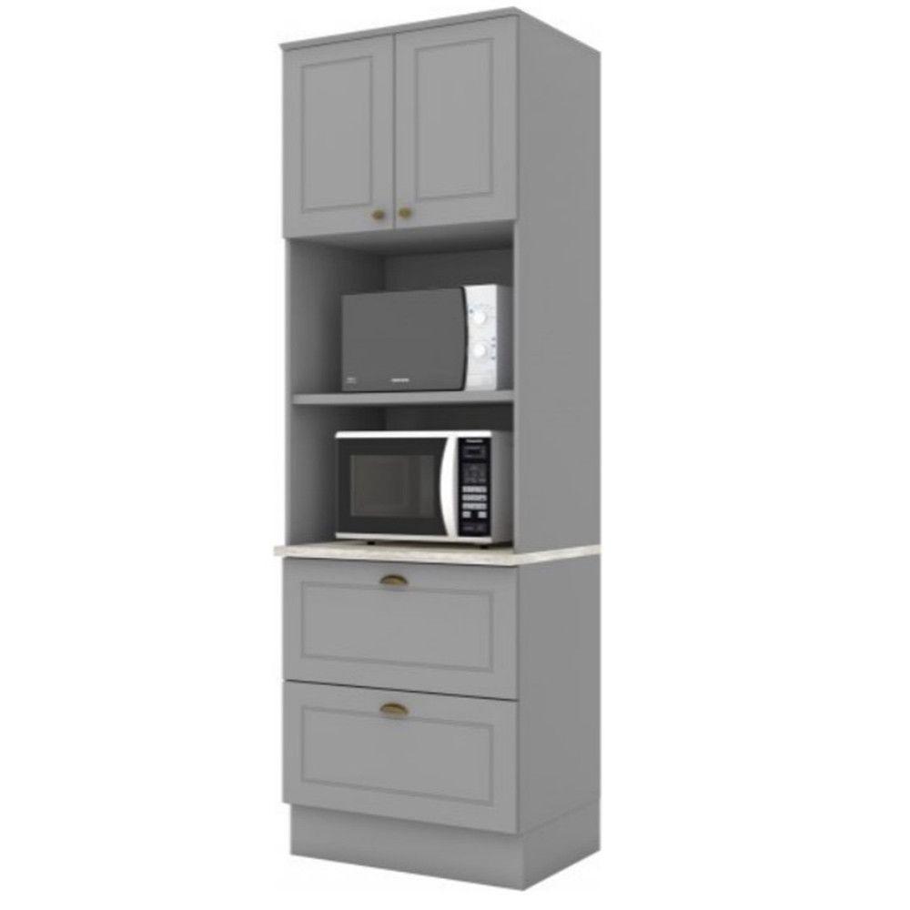 Paneleiro Duplo Americana 2 Portas 2 Gavetas Henn Cinza - 1