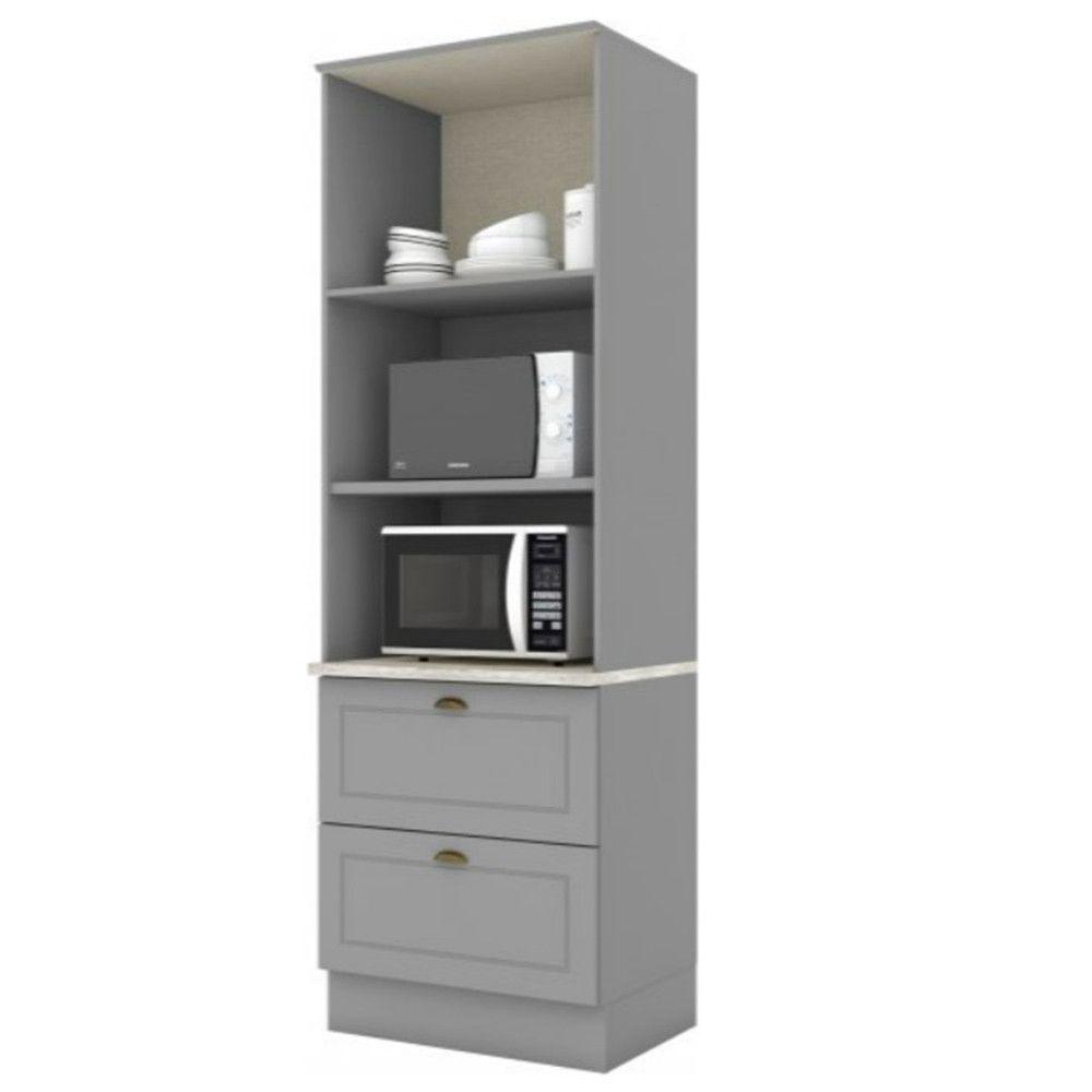 Paneleiro Duplo Americana 2 Portas 2 Gavetas Henn Cinza - 2