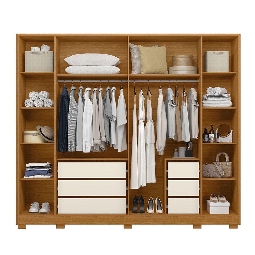 Guarda Roupa Fascínio 6 Portas Com Espelho Albatroz Cinamomo/off White - 4