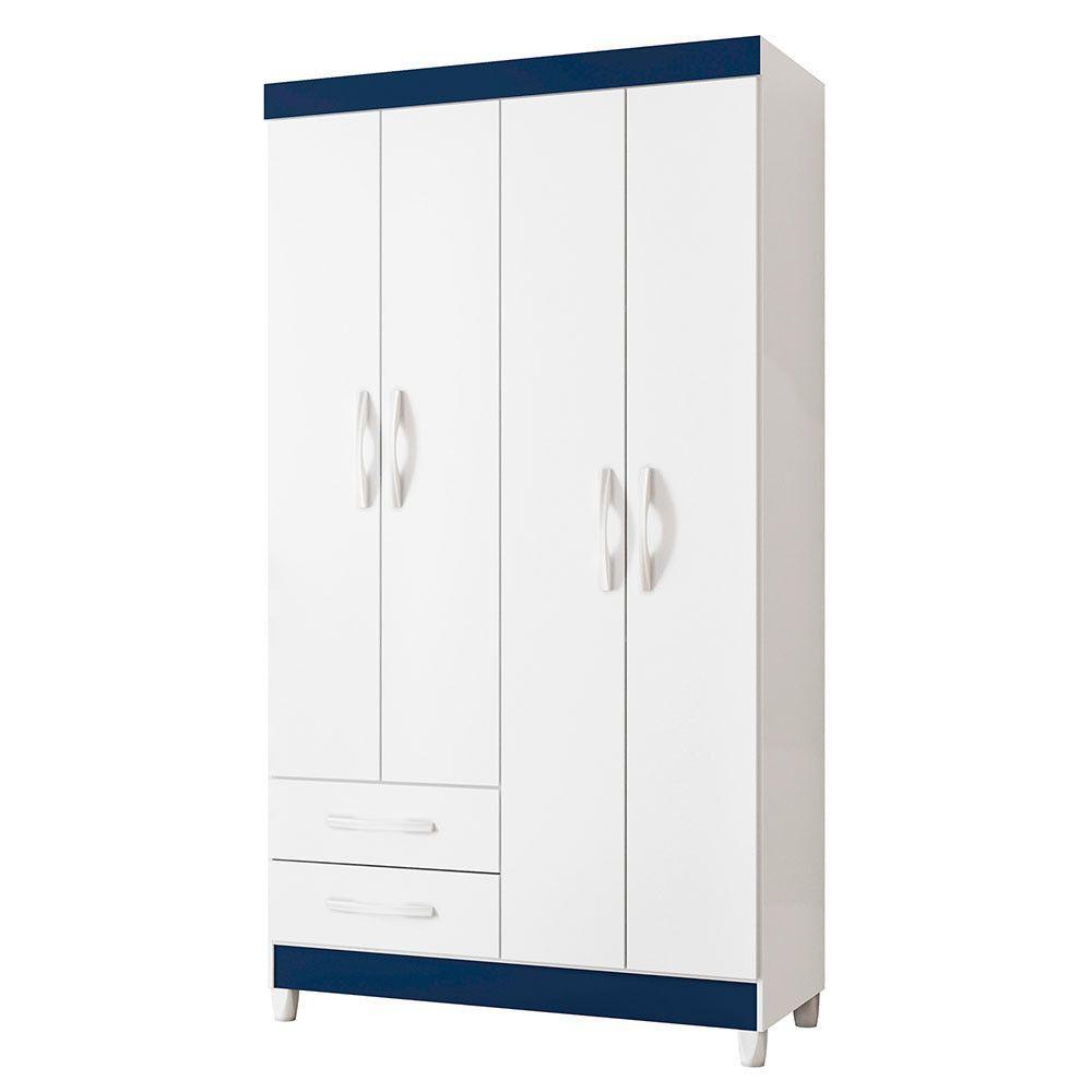 Guarda-roupa Albatroz âmbar 4 Portas Solteiro Mdp 2 Gavetas Quadriflex-branco, Azul, Rosa, Titanium - 1