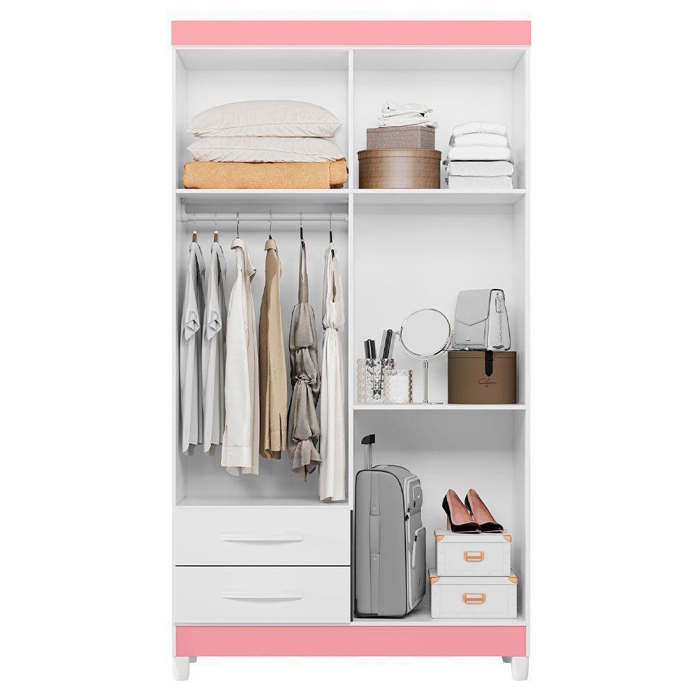 Guarda-roupa Albatroz âmbar 4 Portas Solteiro Mdp 2 Gavetas Quadriflex-branco, Azul, Rosa, Titanium - 3