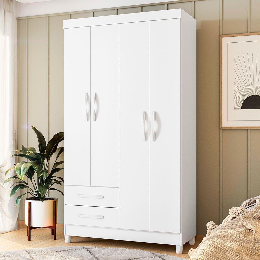 Guarda-roupa Albatroz âmbar 4 Portas Solteiro Mdp 2 Gavetas Quadriflex-branco, Azul, Rosa, Titanium - 8