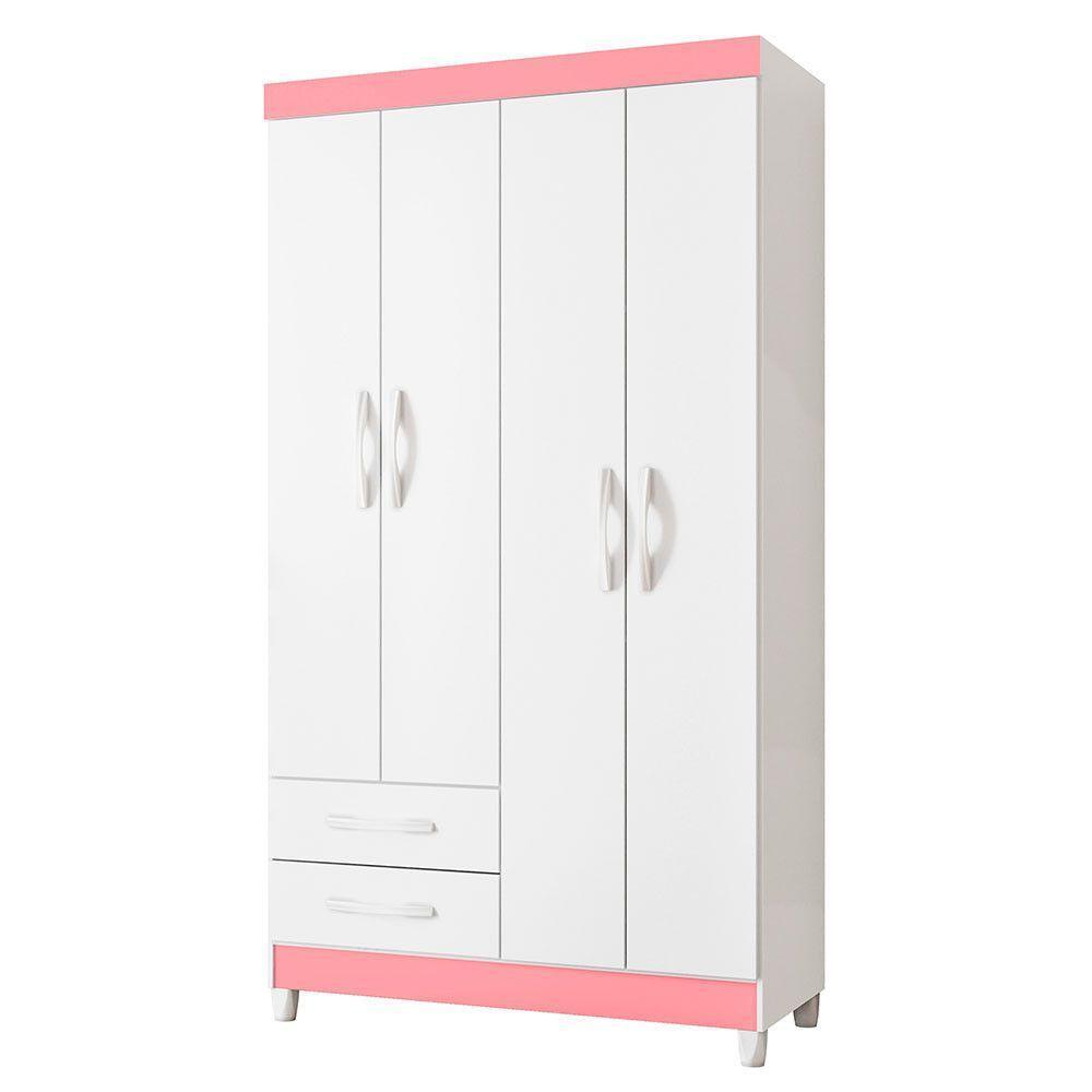 Guarda-roupa Albatroz âmbar 4 Portas Solteiro Mdp 2 Gavetas Quadriflex-branco, Azul, Rosa, Titanium - 10