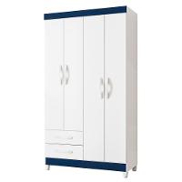 Guarda-roupa Albatroz âmbar 4 Portas Solteiro Mdp 2 Gavetas Quadriflex-branco, Azul, Rosa, Titanium - 1