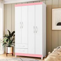 Guarda-roupa Albatroz âmbar 4 Portas Solteiro Mdp 2 Gavetas Quadriflex-branco, Azul, Rosa, Titanium - 2
