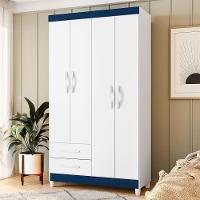 Guarda-roupa Albatroz âmbar 4 Portas Solteiro Mdp 2 Gavetas Quadriflex-branco, Azul, Rosa, Titanium - 5