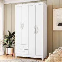 Guarda-roupa Albatroz âmbar 4 Portas Solteiro Mdp 2 Gavetas Quadriflex-branco, Azul, Rosa, Titanium - 8