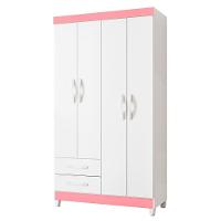 Guarda-roupa Albatroz âmbar 4 Portas Solteiro Mdp 2 Gavetas Quadriflex-branco, Azul, Rosa, Titanium - 10