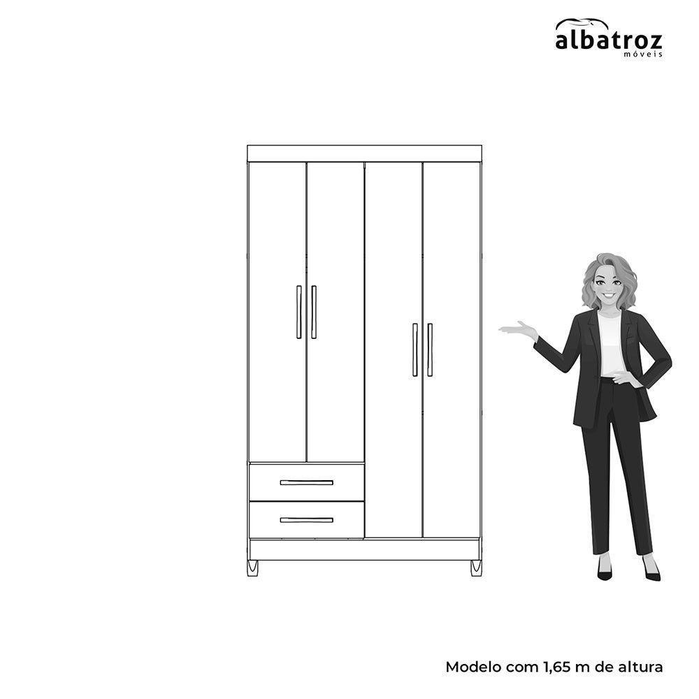 Guarda Roupa âmbar Solteiro 4 Portas Com Espelho Albatroz Cinamomo - 6