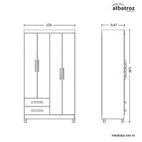 Guarda Roupa âmbar Solteiro 4 Portas Com Espelho Albatroz Cinamomo - 5