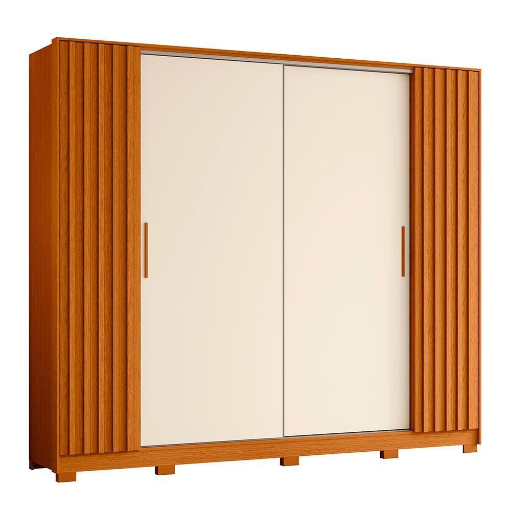 Guarda Roupa Jacarandá Ripado Com Portas De Correr Albatroz Cinamomo/off White - 1