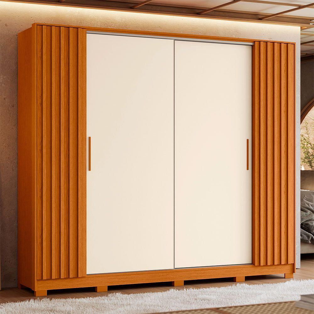 Guarda Roupa Jacarandá Ripado Com Portas De Correr Albatroz Cinamomo/off White - 3