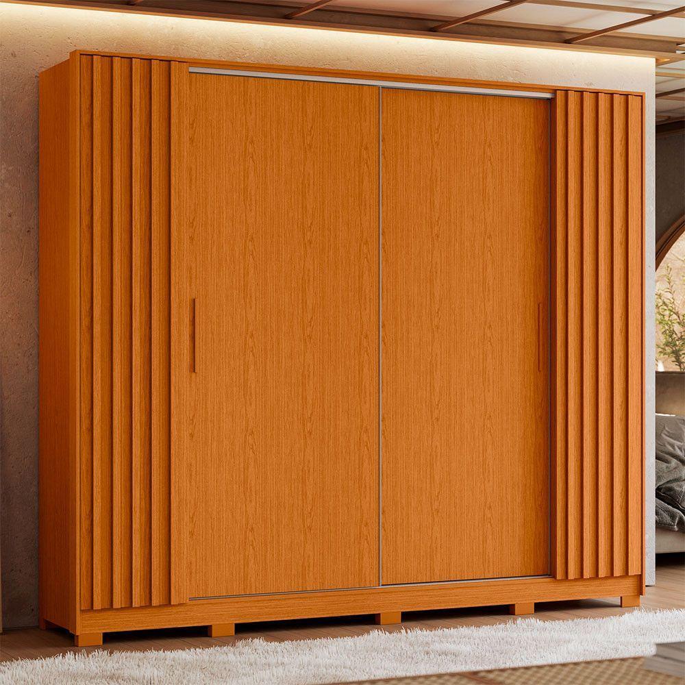 Guarda Roupa Jacarandá Ripado Com Portas De Correr Albatroz Cinamomo/off White - 4