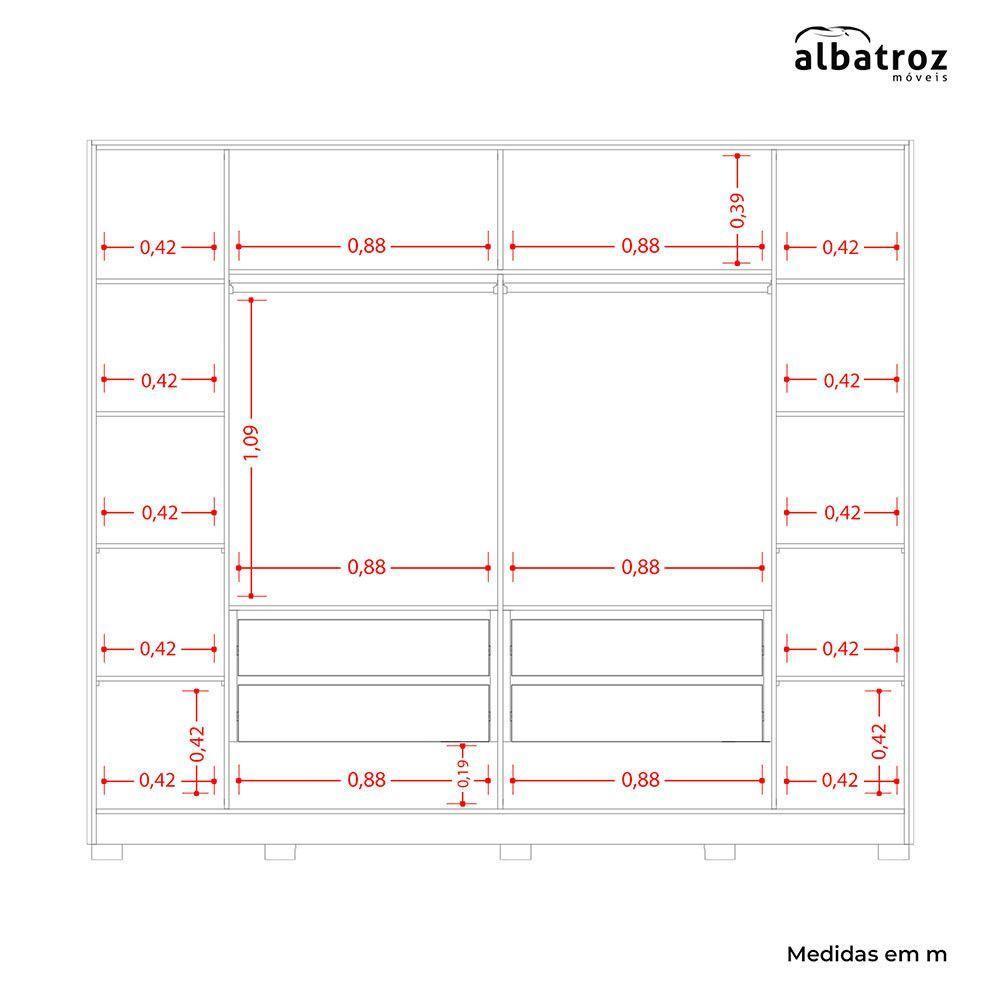 Guarda Roupa Jacarandá Ripado Com Portas De Correr Albatroz Cinamomo/off White - 6