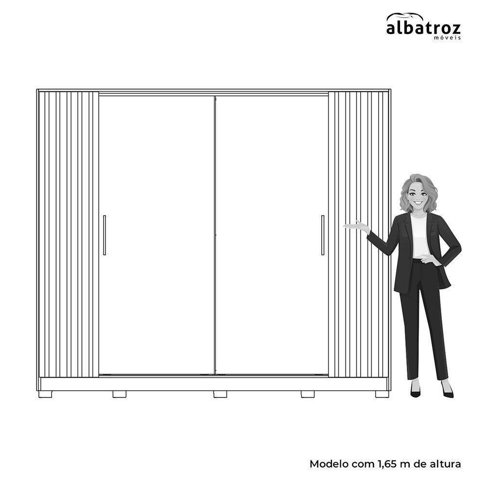 Guarda Roupa Jacarandá Ripado Com Portas De Correr Albatroz Cinamomo/off White - 8