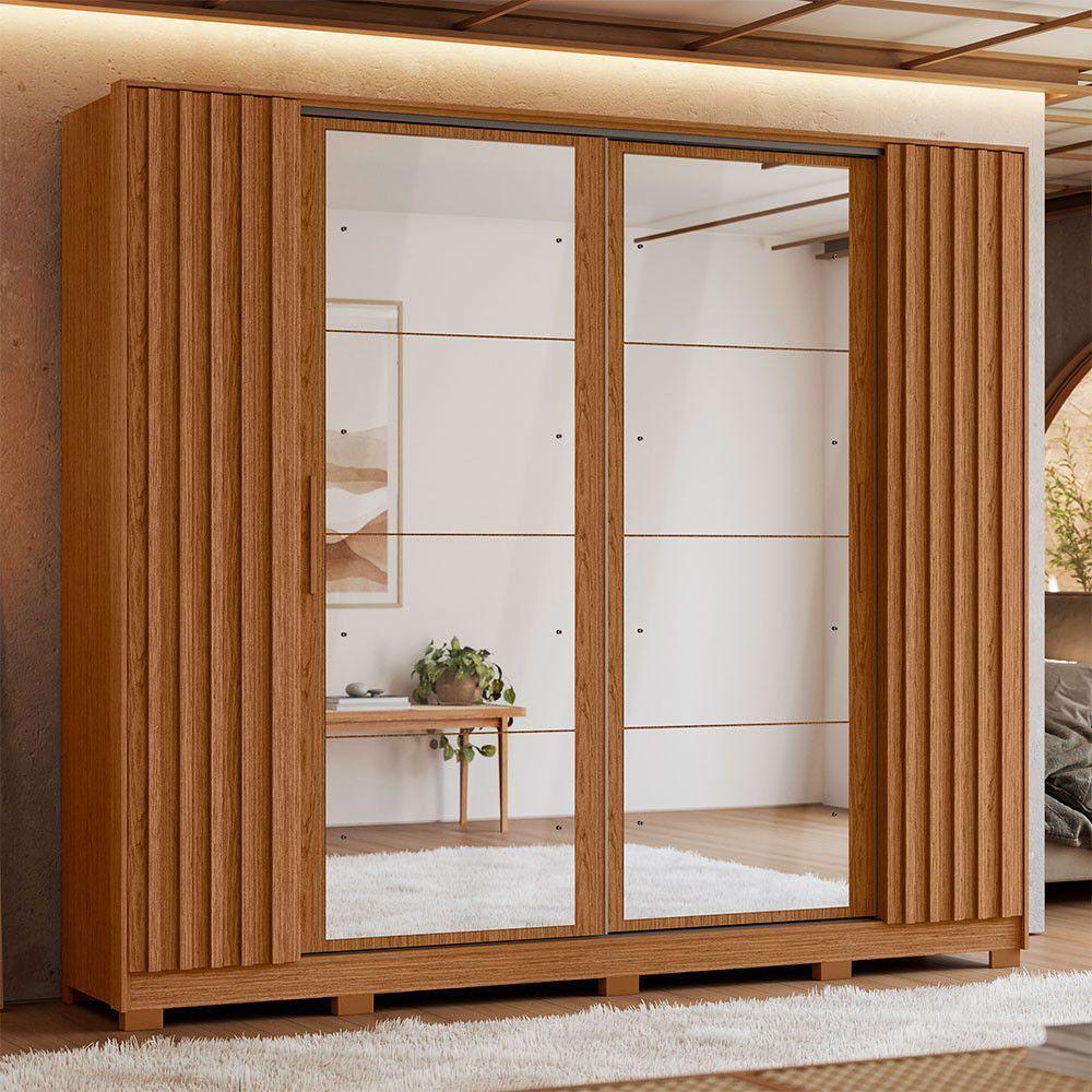 Guarda Roupa Jacarandá 8 Espelhos Ripado 2 Espelhos Albatroz Cinamomo/off White - 1