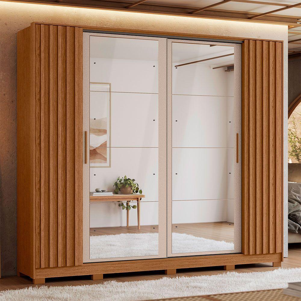 Guarda Roupa Jacarandá 8 Espelhos Ripado 2 Espelhos Albatroz Cinamomo/off White - 3