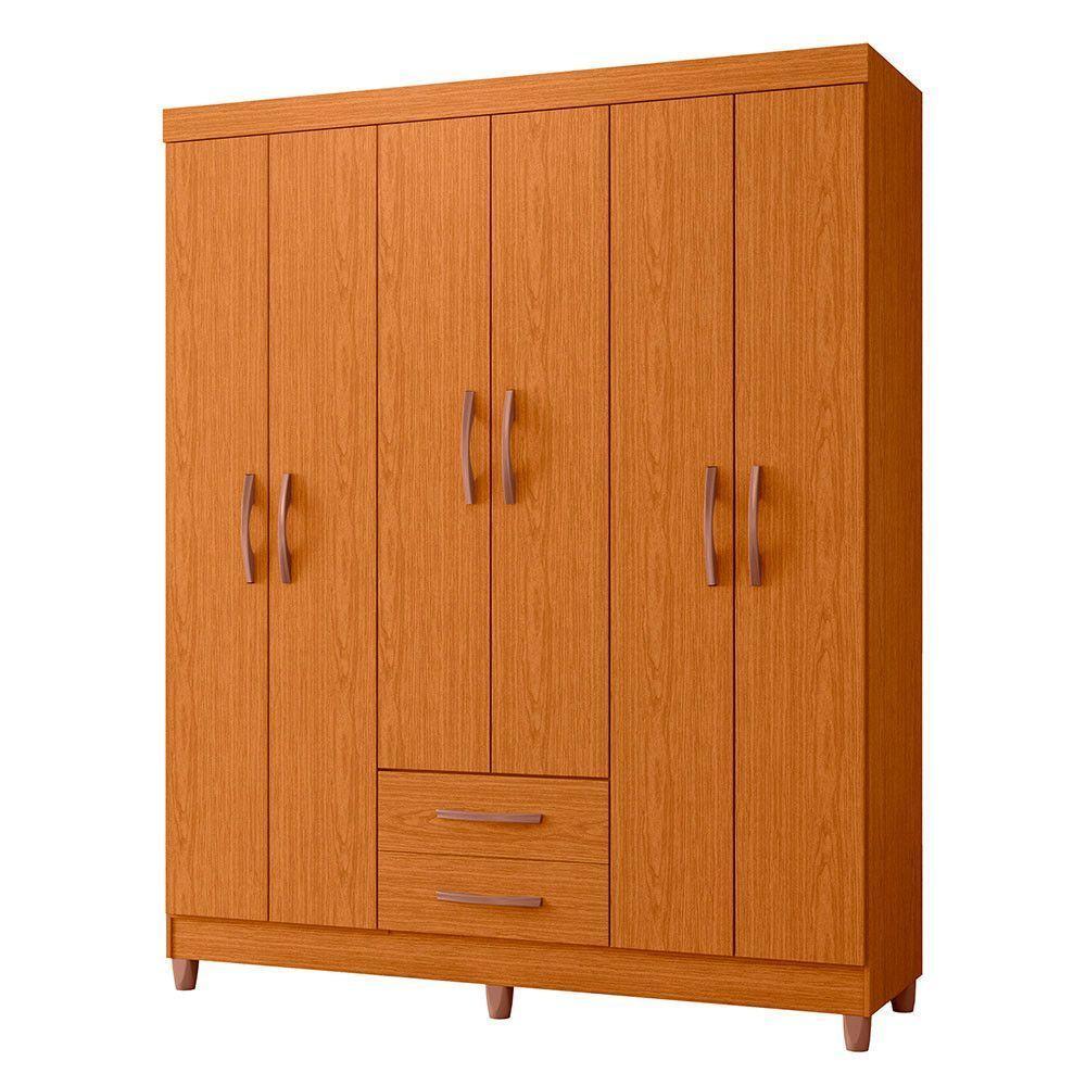 Guarda-roupa Albatroz âmbar 6 Portas Casal Mdp 2 Gavetas Cinamomo - 1