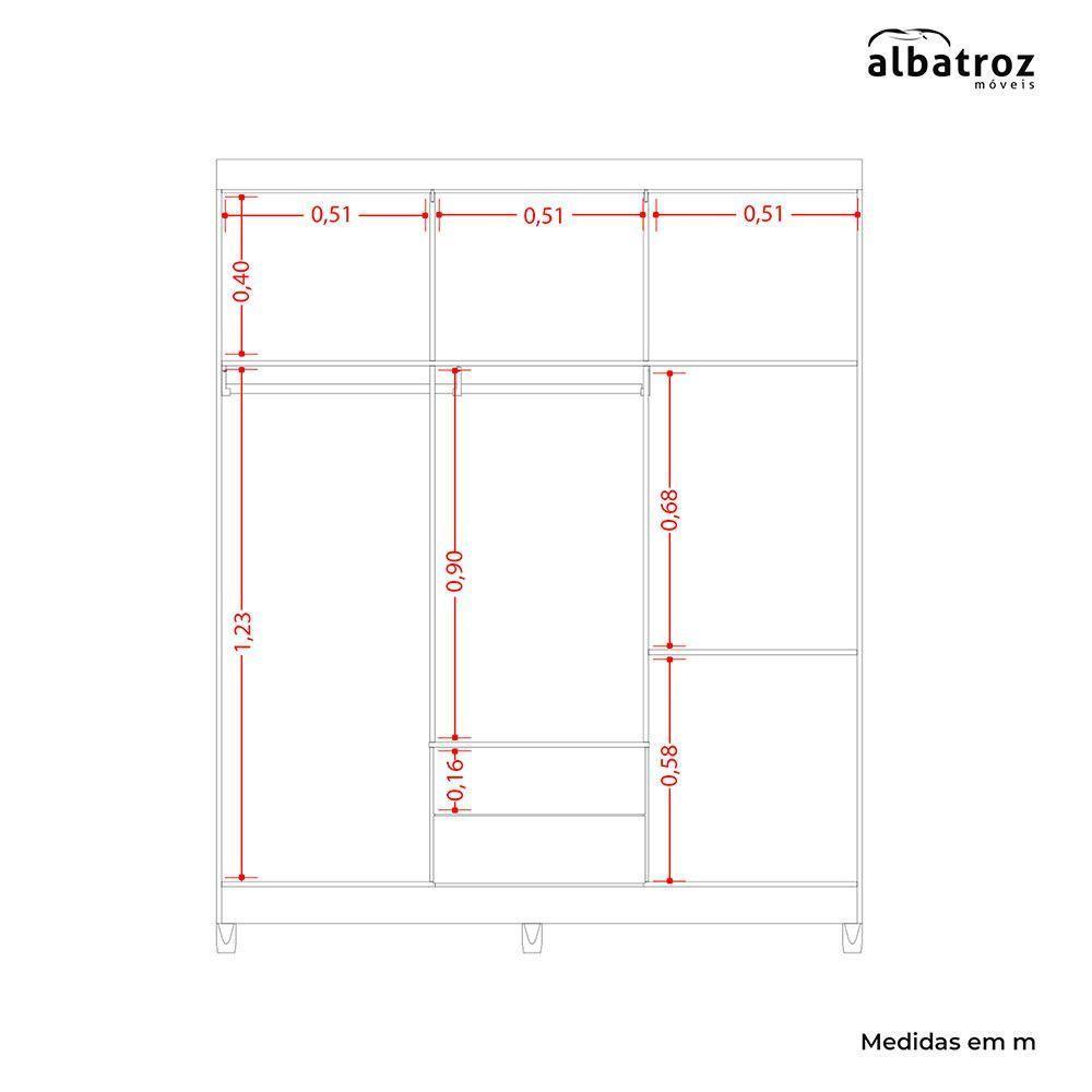 Guarda-roupa Albatroz âmbar 6 Portas Casal Mdp 2 Gavetas Cinamomo - 6