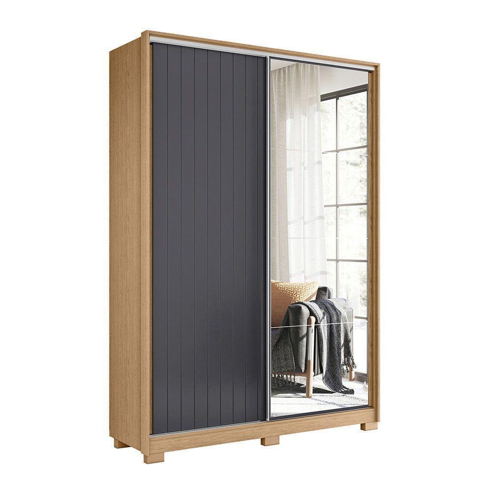 Guarda Roupa Frizatto Portas De Correr Com Espelho Albatroz Freijó/ Off White/ Titanium (flex) - 1