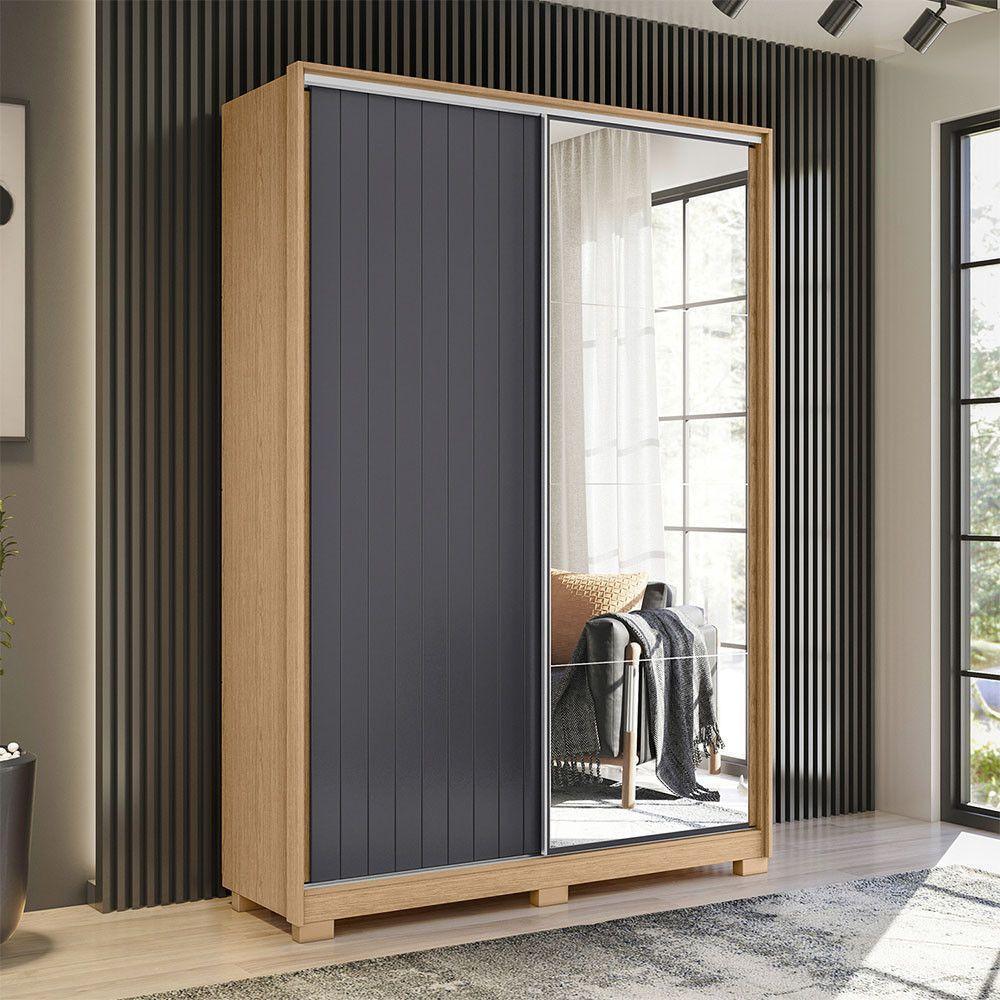 Guarda Roupa Frizatto Portas De Correr Com Espelho Albatroz Freijó/ Off White/ Titanium (flex) - 5