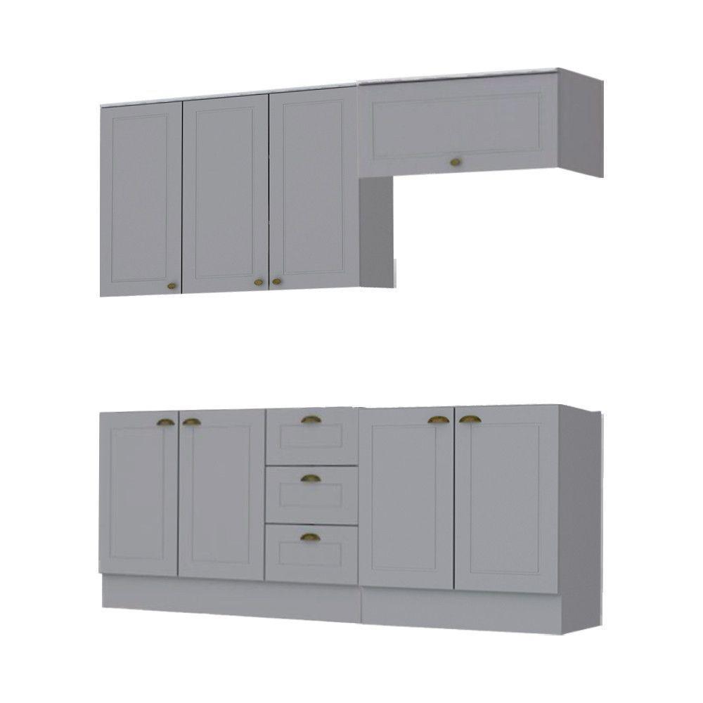 Cozinha Modulada Cooktop 4 Peças Com Tampo Henn Americana Cinza - 1