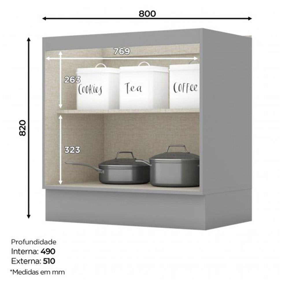 Cozinha Modulada Cooktop 4 Peças Com Tampo Henn Americana Cinza - 9