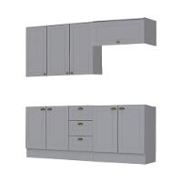 Cozinha Modulada Cooktop 4 Peças Com Tampo Henn Americana Cinza - 1