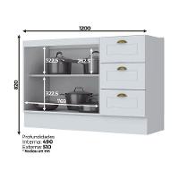 Cozinha Modulada 3 Peças Com Tampo Henn Americana Branco - 5