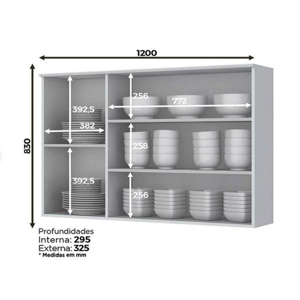 Cozinha Modulada 2 Peças 5 Portas 3 Gavetas Henn Americana Cinza - 6
