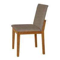 Kit 2 Cadeiras De Jantar Luxo Pérola Estofadas Em Linho Bege Base Madeira Maciça Mel - 3