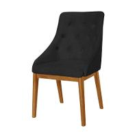 Kit 6 Cadeiras De Jantar Luxo Estofada Elisa Anatômica Capitonê Em Couro Pu Preto Base Madeira Maciç - 2