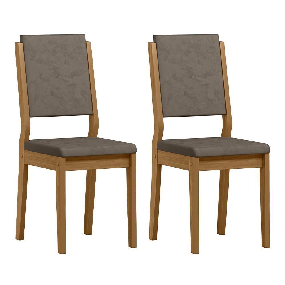 Conjunto 2 Cadeiras Carol Ypê/camurça Marrom - New Ceval - 1