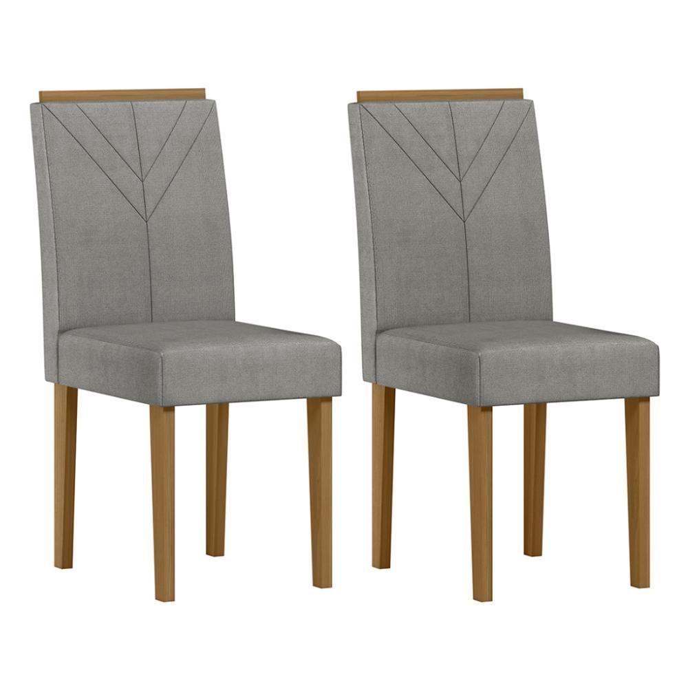 Conjunto 2 Cadeiras Amanda Ypê/linho Cinza Claro - New Ceval - 1