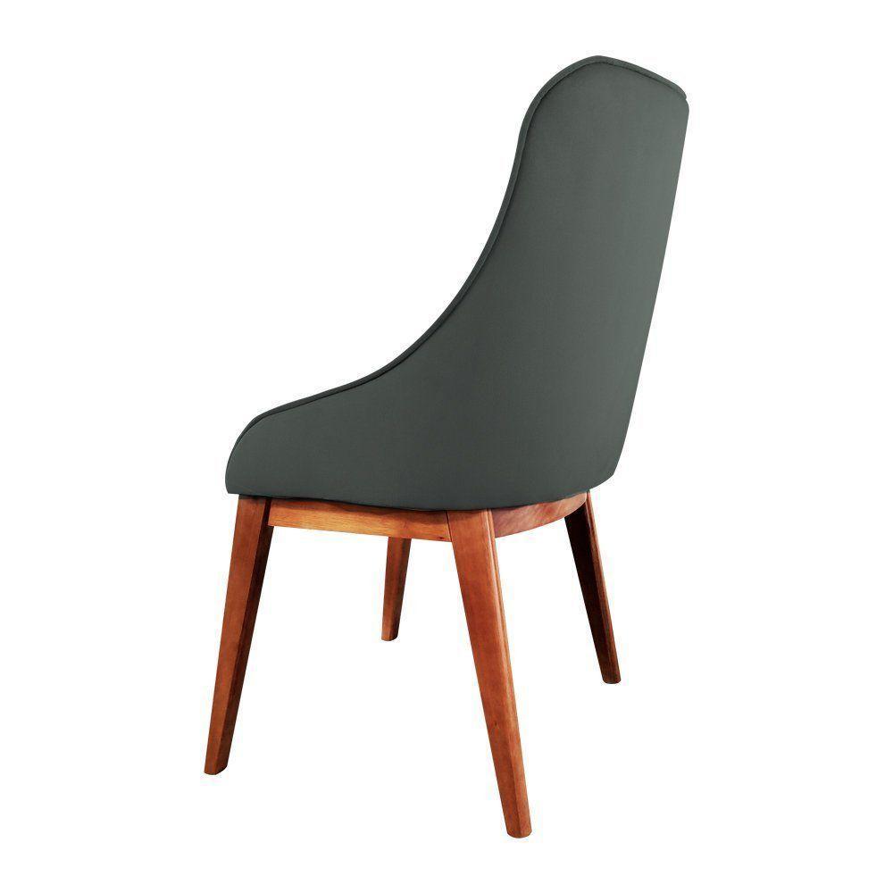 Kit 2 Cadeiras De Jantar Luxo Estofada Elisa Anatômica Veludo Cinza Base Madeira Maciça Mel - 4