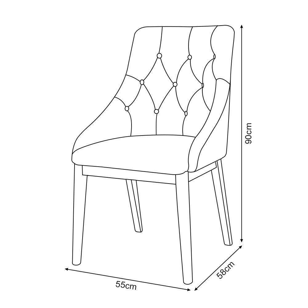 Kit 2 Cadeiras De Jantar Luxo Estofada Elisa Anatômica Capitonê Couro Pu Caramelo Base Madeira Maciç - 5