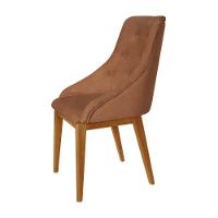 Kit 2 Cadeiras De Jantar Luxo Estofada Elisa Anatômica Capitonê Couro Pu Caramelo Base Madeira Maciç - 3