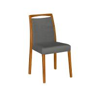 Kit 6 Cadeiras De Jantar Luxo Estofadas Jade Linho Chumbo Base Madeira Maciça Mel - 2