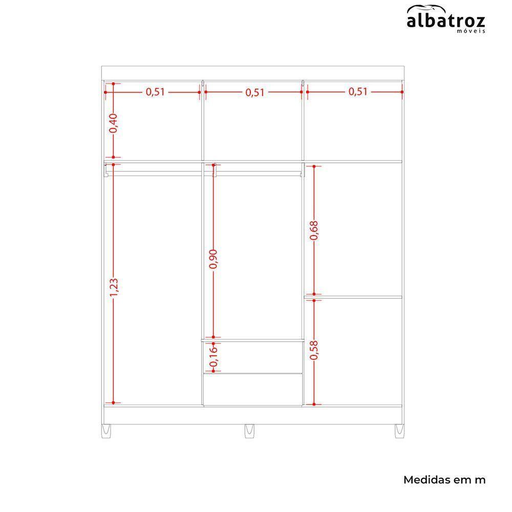 Guarda Roupa âmbar Solteiro 6 Portas Com Espelho Albatroz Freijó/titanium - 5