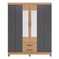 Guarda Roupa âmbar Solteiro 6 Portas Com Espelho Albatroz Freijó/titanium - 3